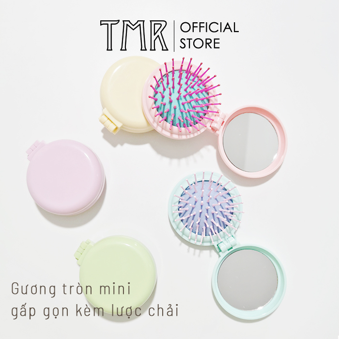 Gương mini cầm tay mini màu Pastel TMR cao cấp gấp gọn bỏ túi tiện dụng, phong cách hàn quốc dễ thương