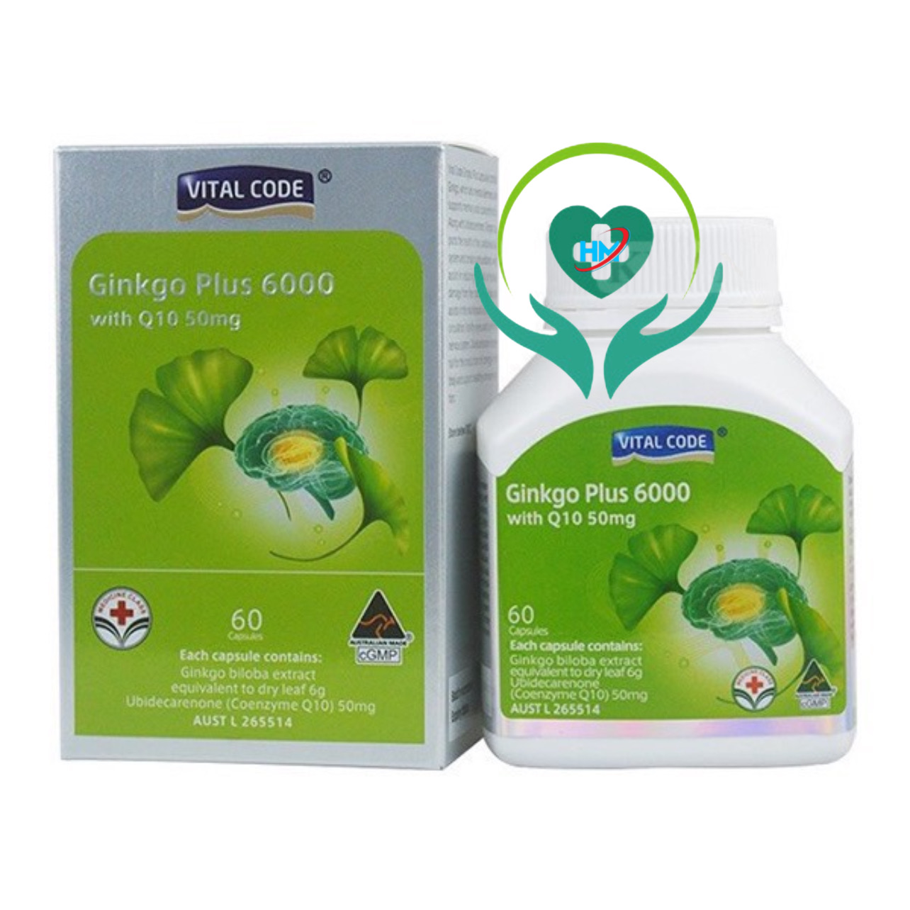 ￼Viên uống bổ não Vital Code Ginkgo Plus 6000 with Q10 50mg 60 viên