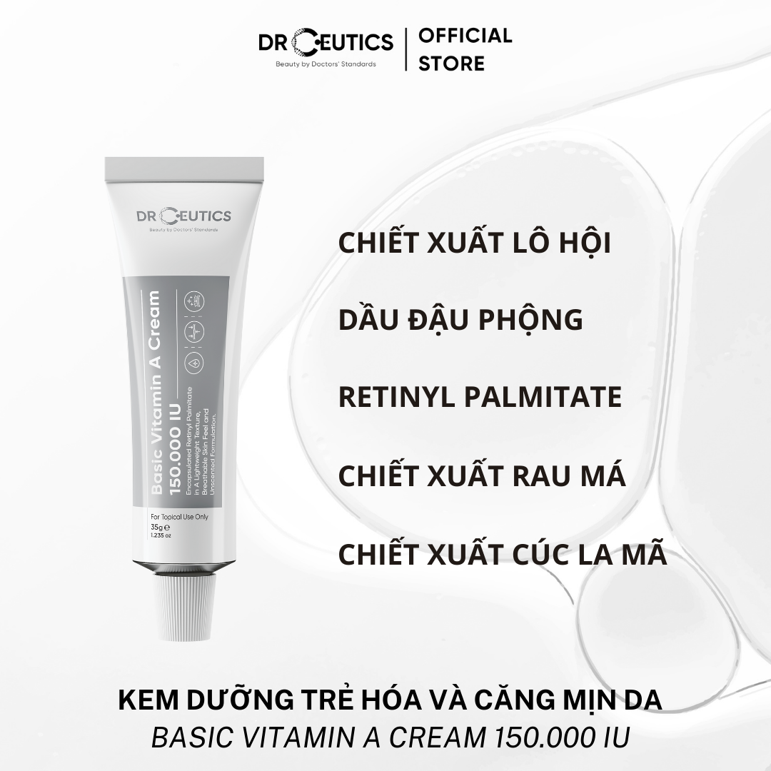 DRCEUTICS Kem Dưỡng Trẻ Hóa và Căng Mịn Da Basic Vitamin A Cream 150.000 IU