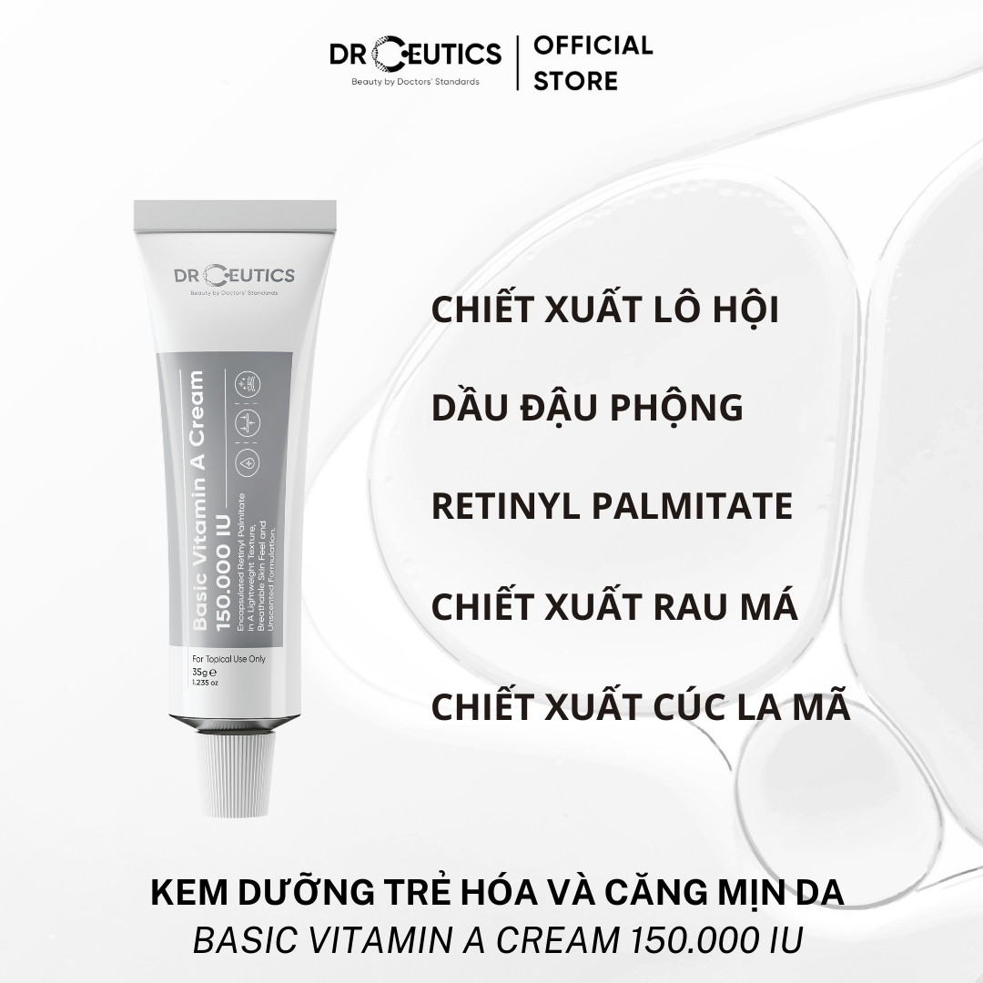 DRCEUTICS Kem Dưỡng Trẻ Hóa và Căng Mịn Da Basic Vitamin A Cream 150.000 IU (35 g)