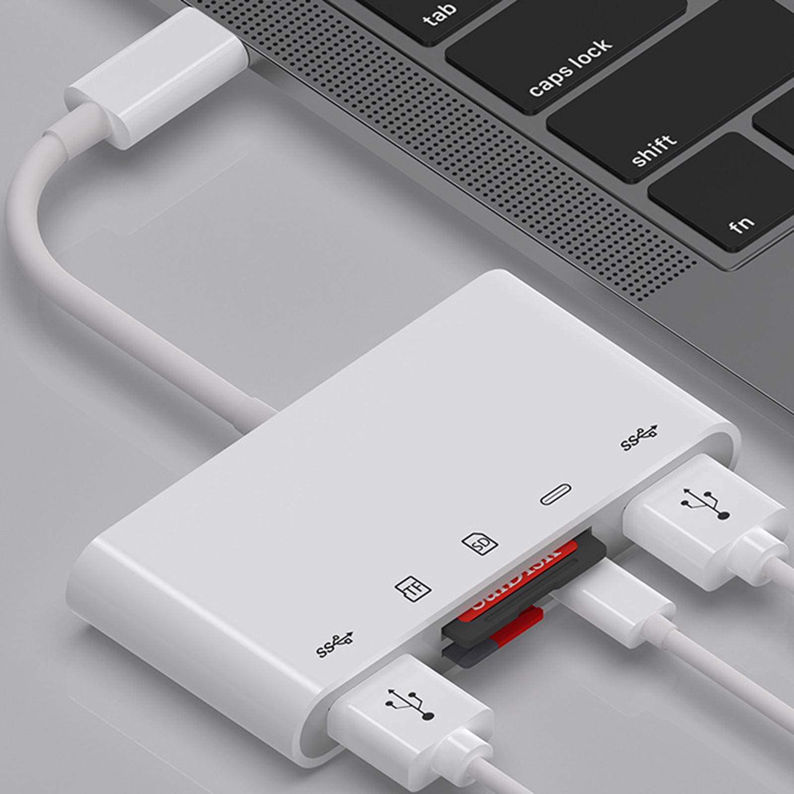 USB C Hub Adapter for Pro, Multi-Ports Dongle with USB C, 5 in 1 USB C Hub, USB C to TF Card Reader 2 USB 3.0 and USB C Port Adapters.