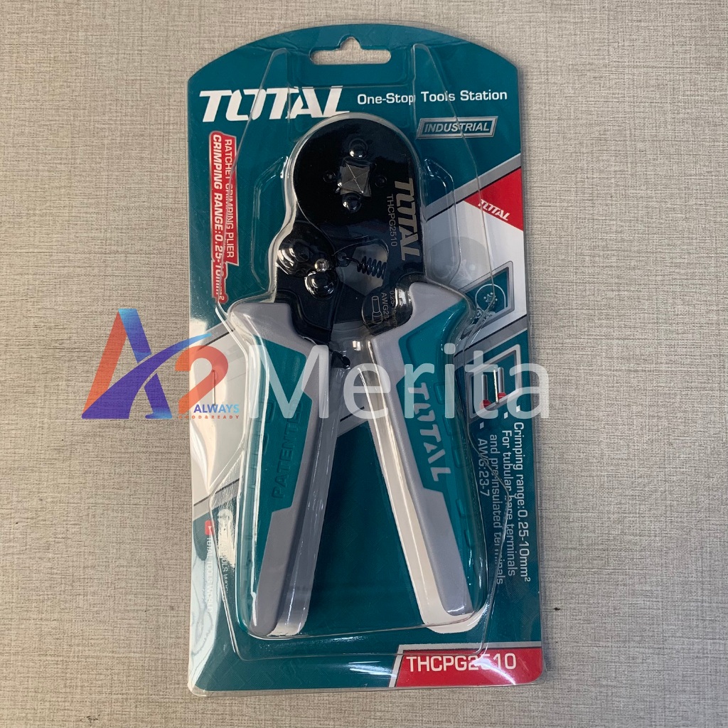 Kềm bấm cos đầu dây cách điện 0.25-10mm2 Total THCPG2510