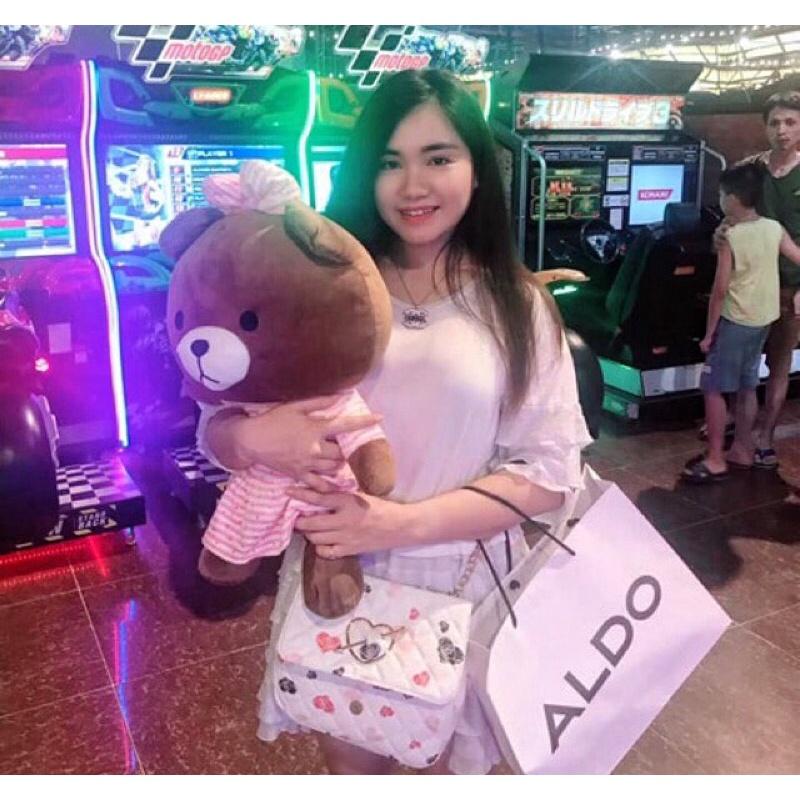 Gấu Choco đeo nơ mặc đầm nhồi bông cao cấp