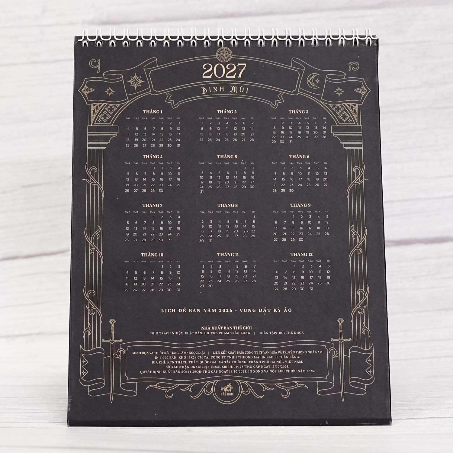 Lịch Để Bàn 2026 - Vùng Đất Kỳ Ảo - Hành Trình Qua Trung Địa