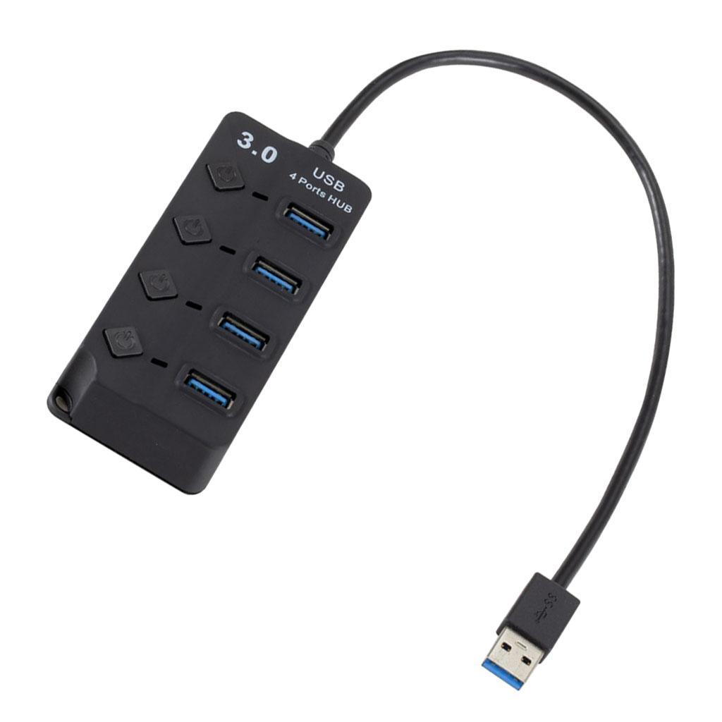 USB 3.0 Hub Multifunctional 4 Ports USB Adapter Splitter with On/Off Switch