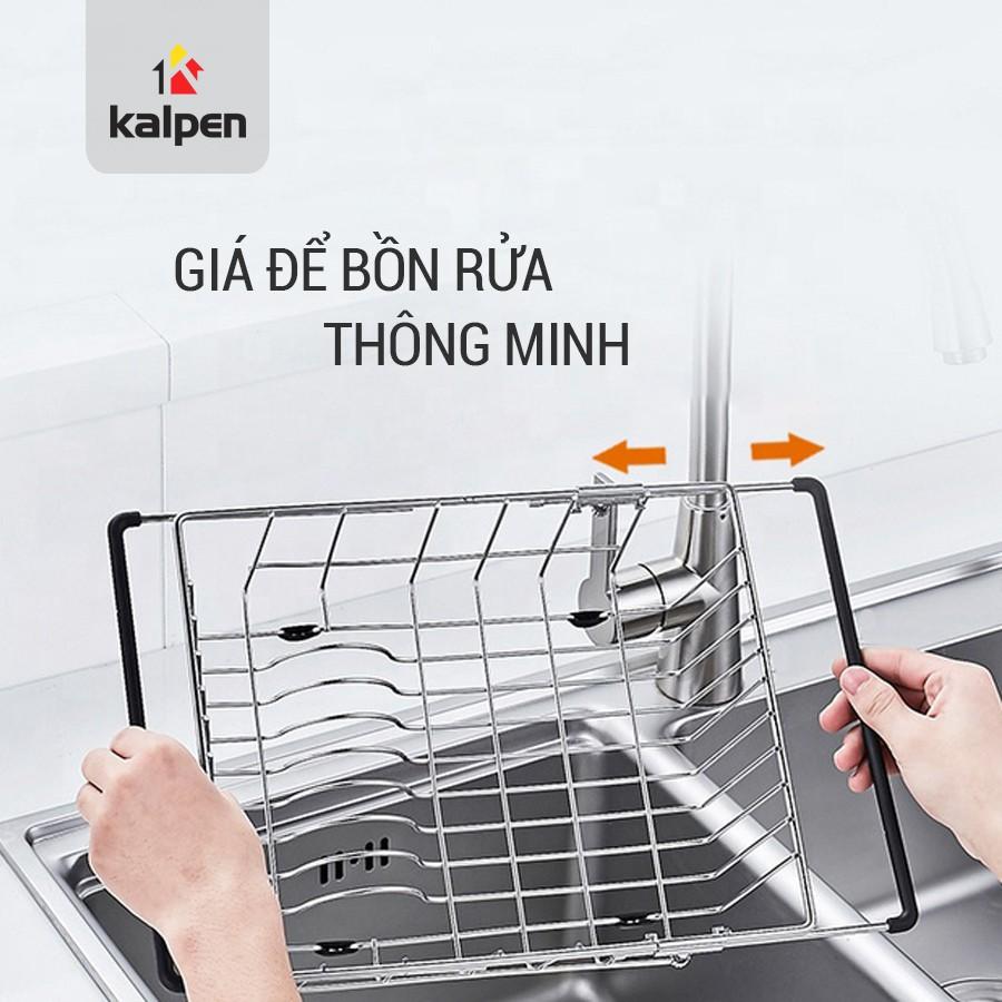 RỔ GÁC BỒN RỬA CHÉN INOX 304 Có Thể Co Rút Điều Chỉnh Độ Dài Thông Minh Kalpen, KBRK33