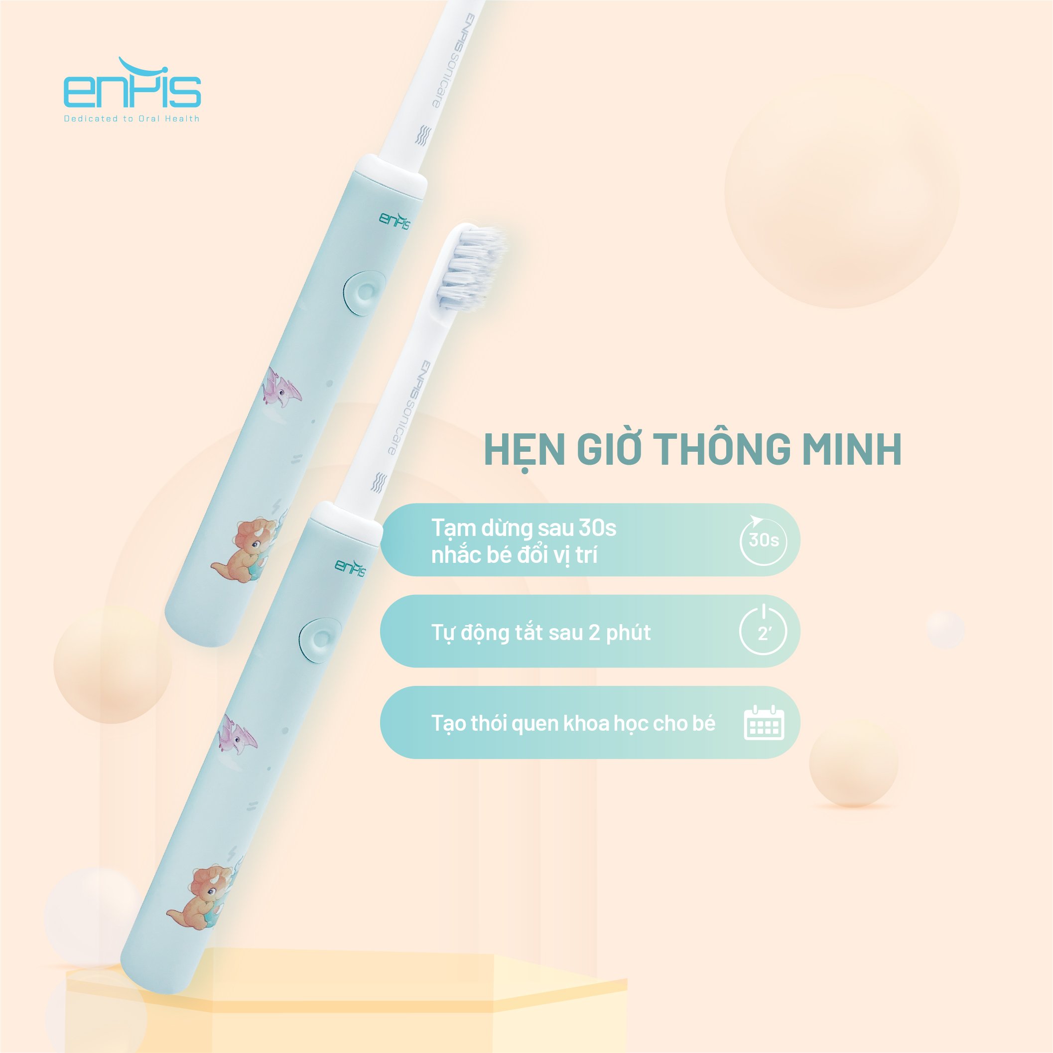 Bàn Chải Điện, Bàn Chải Đánh Răng Điện Trẻ Em Enpis T2131, Công Nghệ Sóng Âm Sonic, Kháng Nước IPX7, Lông Bàn Chải Với Công Nghệ DuPont Mềm Mại, Giúp Răng Luôn Sạch Và Bóng, Tích Hợp 3 Chế Độ, An Toàn Cho Bé – Hàng Chính Hãng