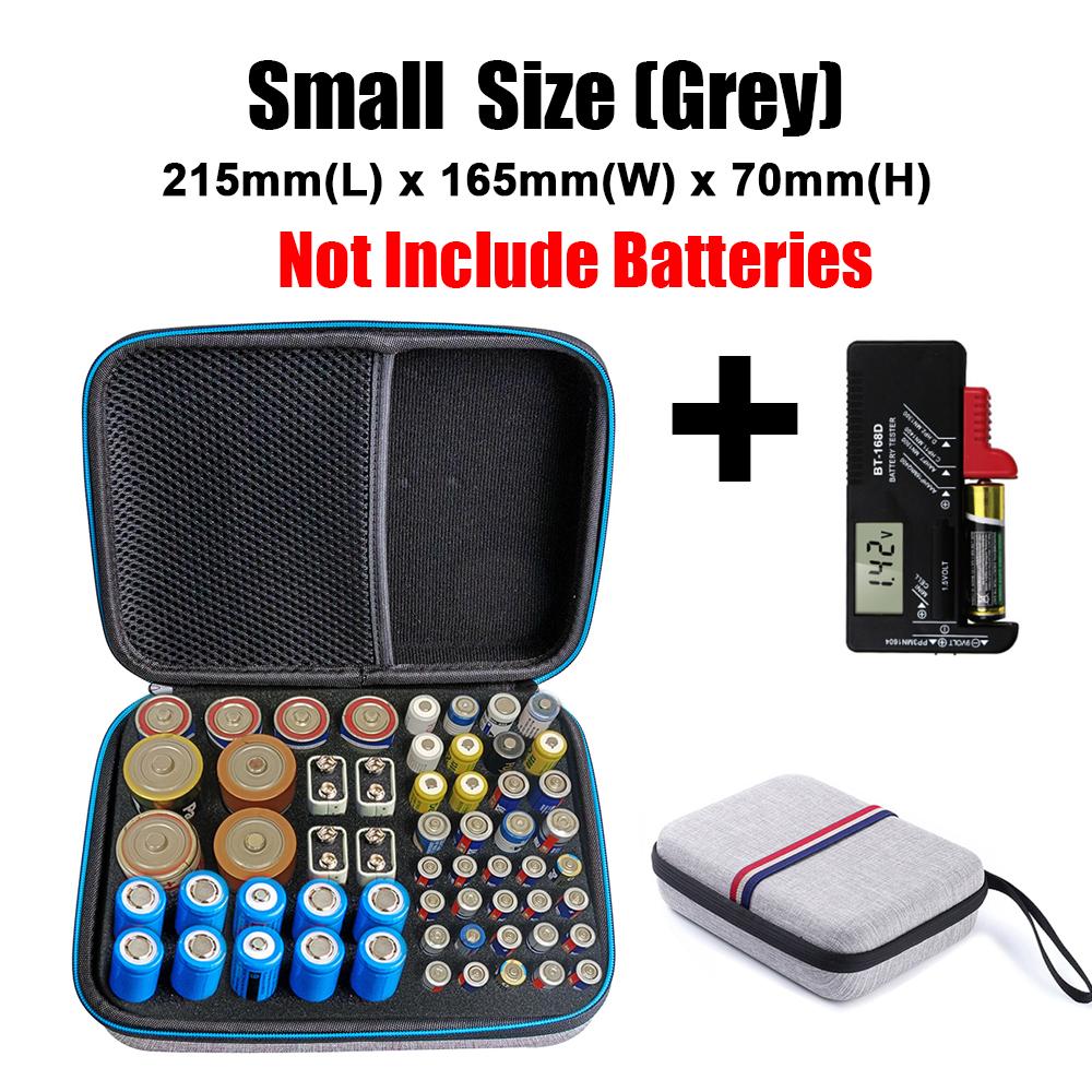 2022 Hộp đựng pin AA/AAA/C/D/9V chống sốc di động mới nhất Hộp đựng hộp đựng tổ chức Giá đỡ thêm không gian cho máy kiểm tra pin Màu sắc: Máy kiểm tra nhỏ Màu xám