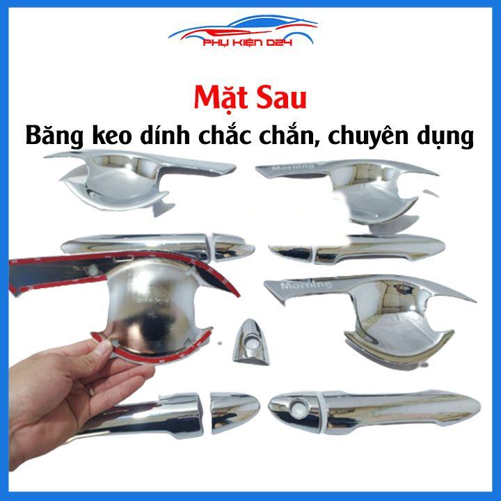 Ốp tay hõm mạ crom Morning 2012-2013-2014-2015-2016-2017-2018-2019-2020 sáng bóng chống trầy bảo vệ cửa xe ô tô