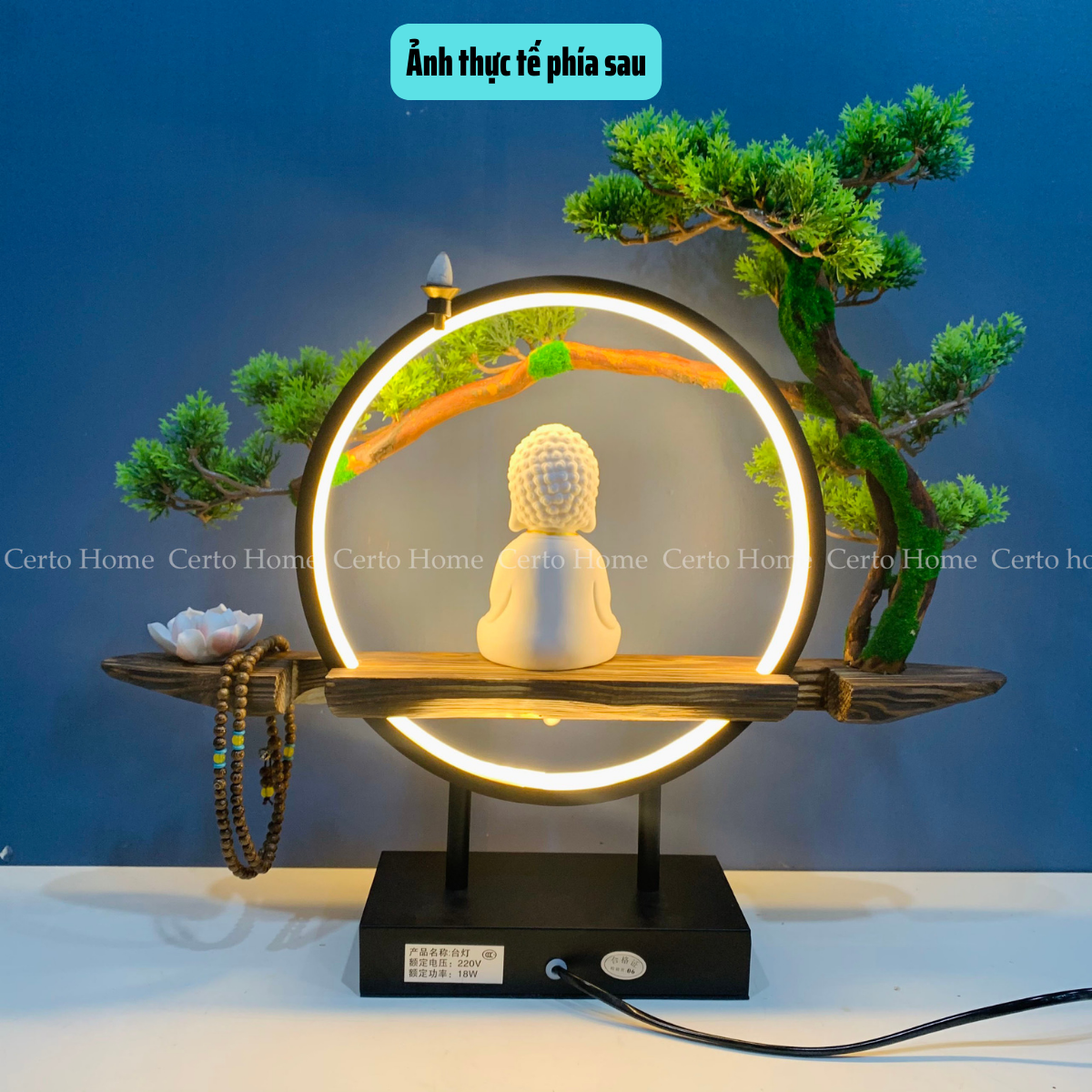 Tiểu Cảnh Phật A Di Đà Đèn Led kích thước 48x10x43cm, Hàng cao cấp, trang trí nhà cửa đem lại bình an và may mắn, quà tặng cao cấp, Mã T05