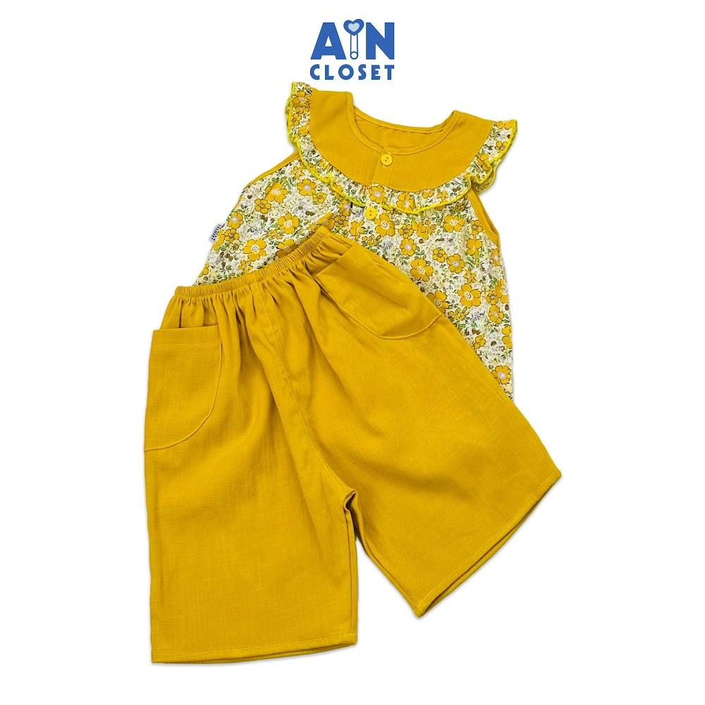 Bộ quần áo lửng bé gái họa tiết Vườn Hoa Vàng cotton - AICDBGWUTO1V - AIN Closet