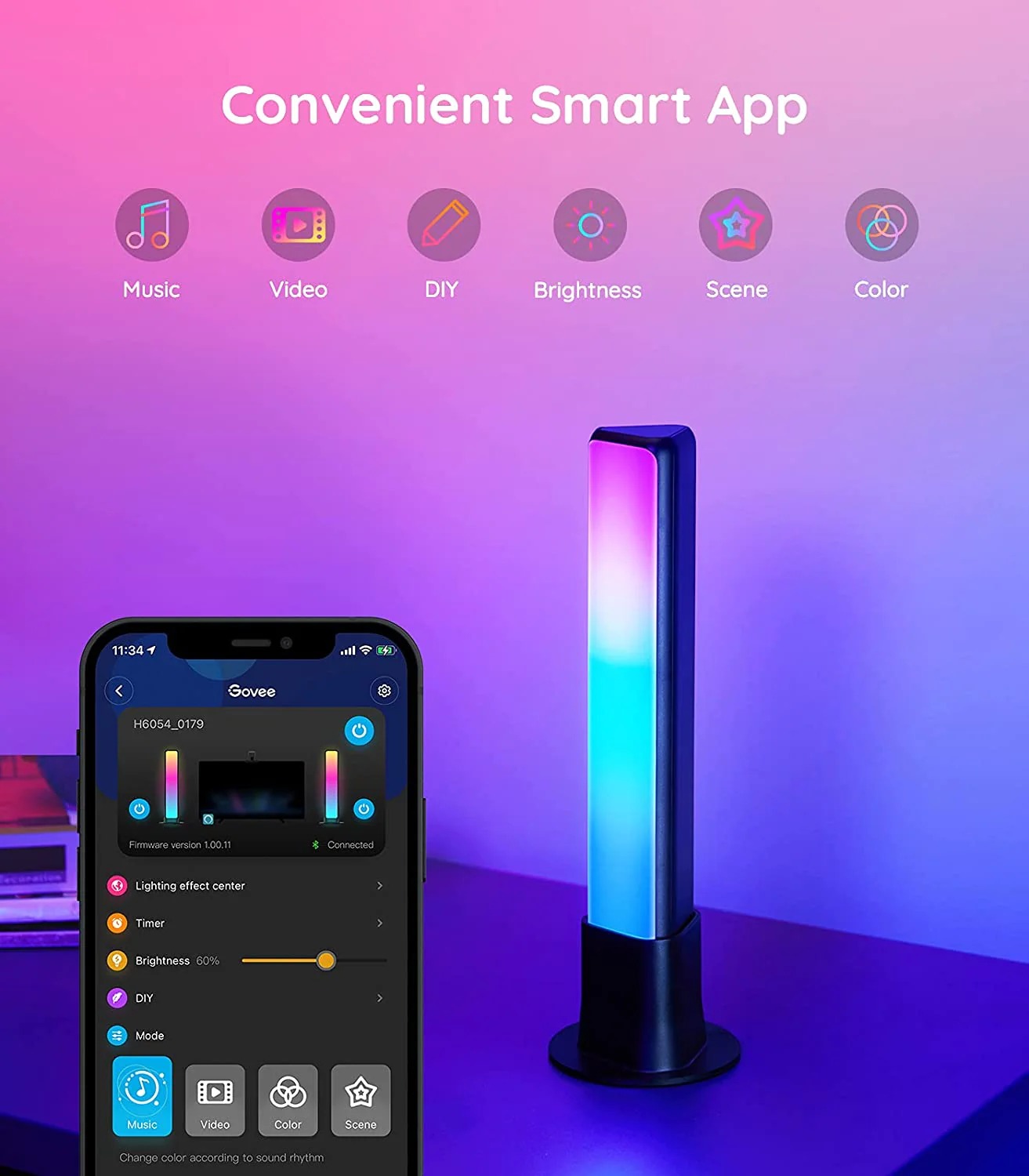 Đèn LED thanh RGB Govee Flow Pro WiFi TV Light Bars H6054 | Thanh đèn LED trang trí, kết nối và điều chỉnh thông minh, có cảm biến âm thanh| Hàng chính hãng