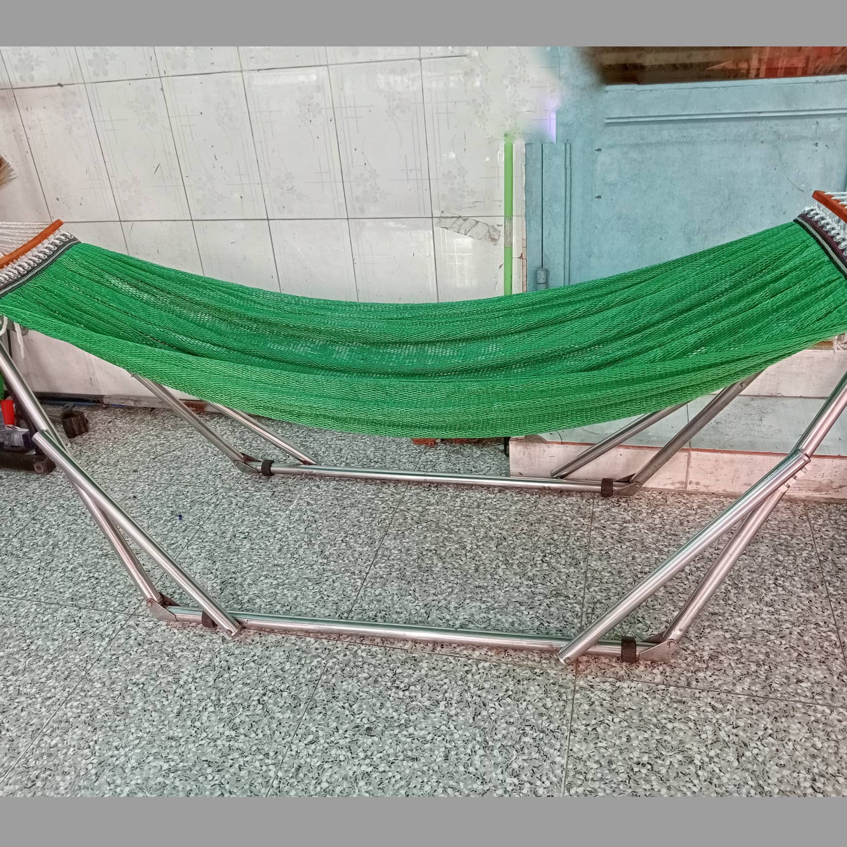 Võng Lưới Cán Gỗ 2 Lớp Chất Vải Dày Cao Cấp Dài 235cm Phù Hợp Cho Khung Lớn