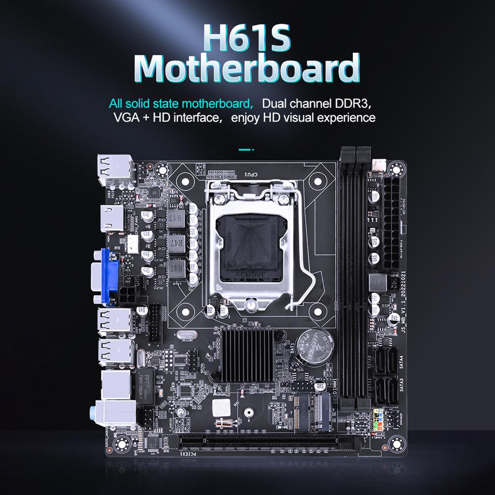 Computer Desktop Motherboard 16G Memory Capacity 2x DDR3 Dual Channel H61S Motherboard