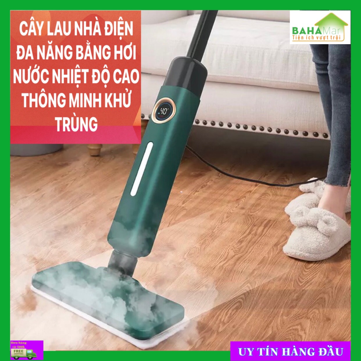 CÂY LAU NHÀ ĐIỆN ĐA NĂNG BẰNG HƠI NƯỚC NHIỆT ĐỘ CAO THÔNG MINH KHỬ TRÙNG &quot;BAHAMAR&quot;  Là máy lau sàn hơi nước lau nhà sàn gỗ, là máy xông hơi cho thảm,  lau sàn đá với bông lau có thể loại bỏ vết dầu, sữa hoặc cà phê bám bẩn