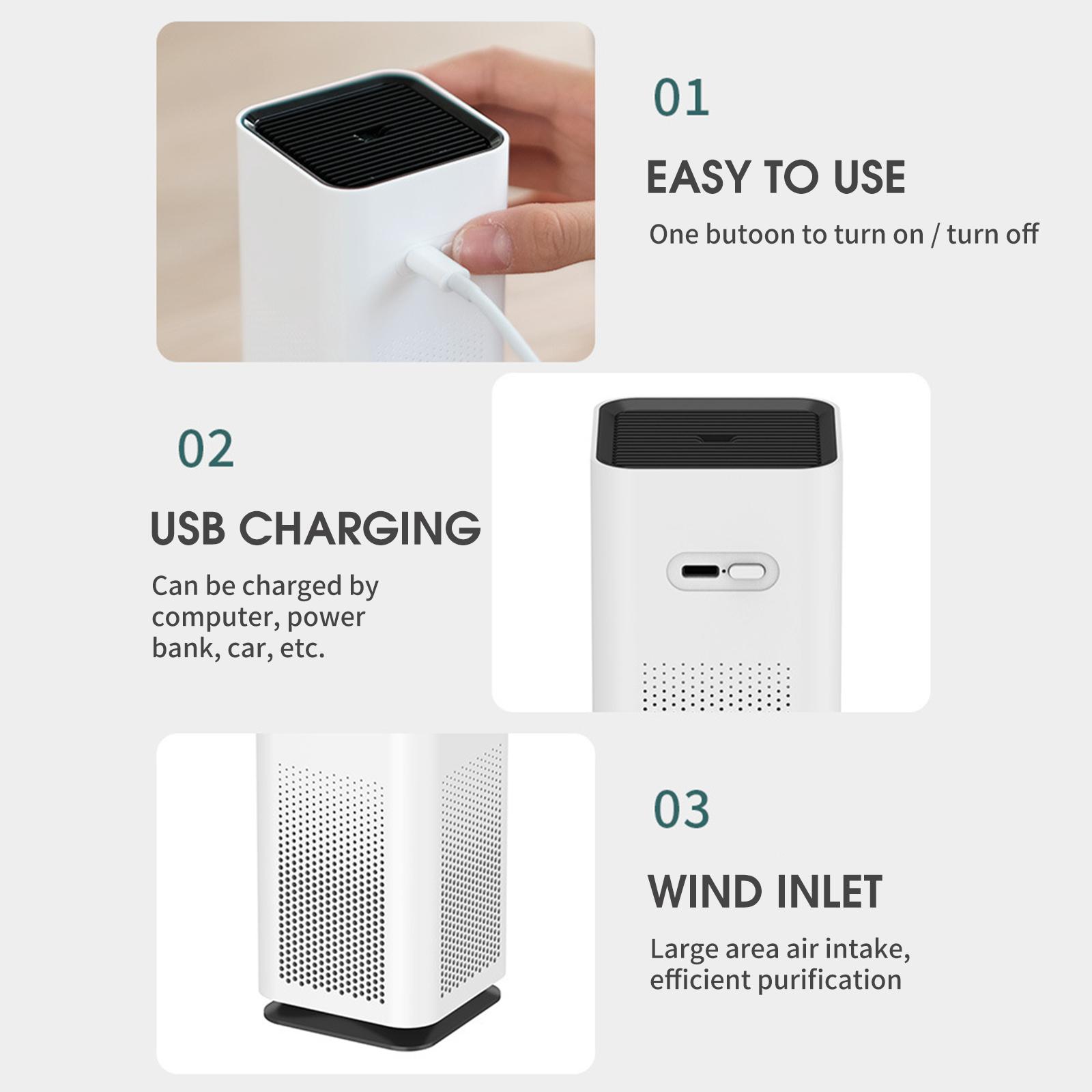 Máy Lọc Không Khí Ion Âm Để Bàn Dq508 Với Đèn Chiếu Sao Usb Di Động Yên Tĩnh