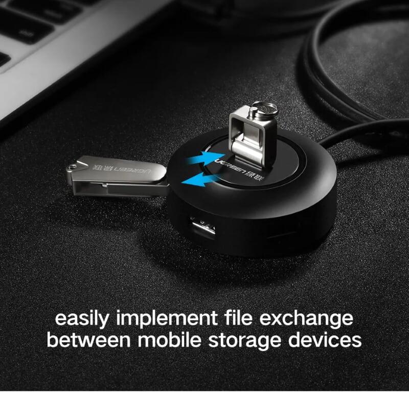 Ugreen UG40962CR106TK 0.5M Màu Đen Bộ chuyển đổi TYPE C sang 4 USB 2.0 + nguồn MICRO USB hỗ trợ OTG TYPE C - HÀNG CHÍNH HÃNG