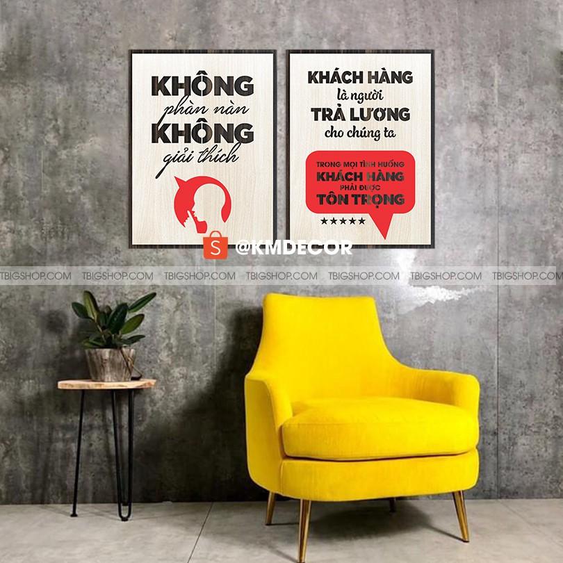 Bộ 2 tranh gỗ treo văn phong tạo động lực cho nhân viên kinh doanh