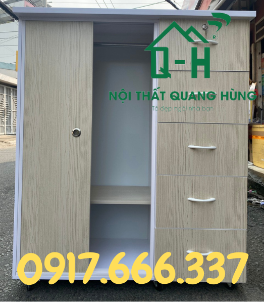TỦ NHỰA ĐÀI LOAN 2 CÁNH CỬA LÙA VÀ 5 NGĂN KÉO 1M25X1M06X42CM