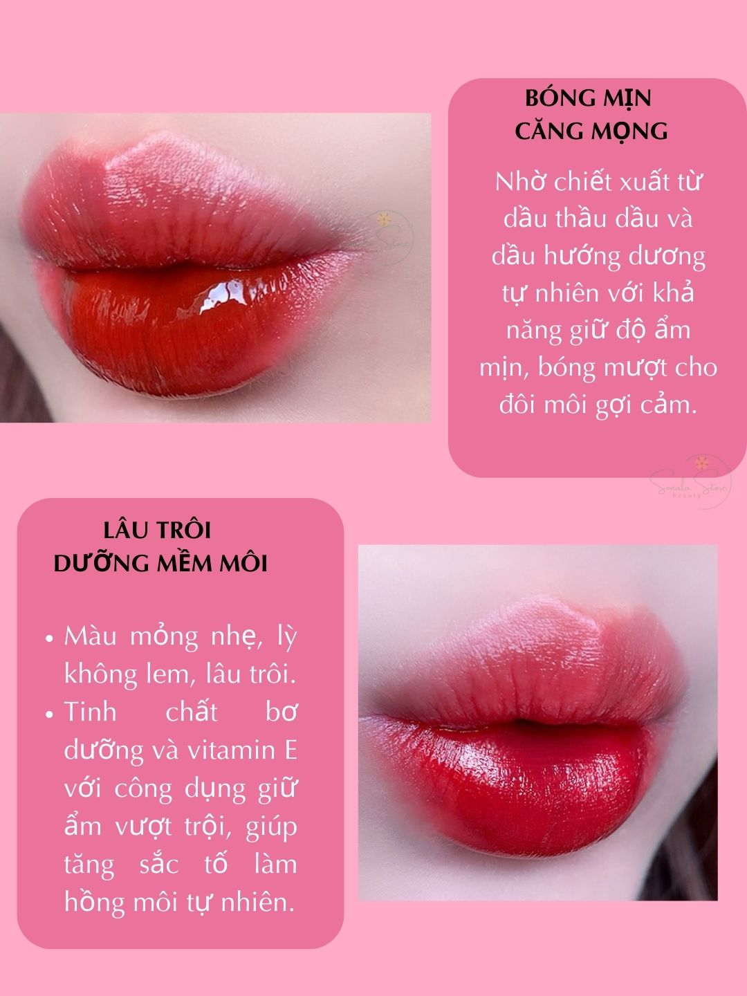 Son tint bóng lì Hapy Glow Lip Tint 3.5ml kháng nước lâu trôi không khô môi căng bóng