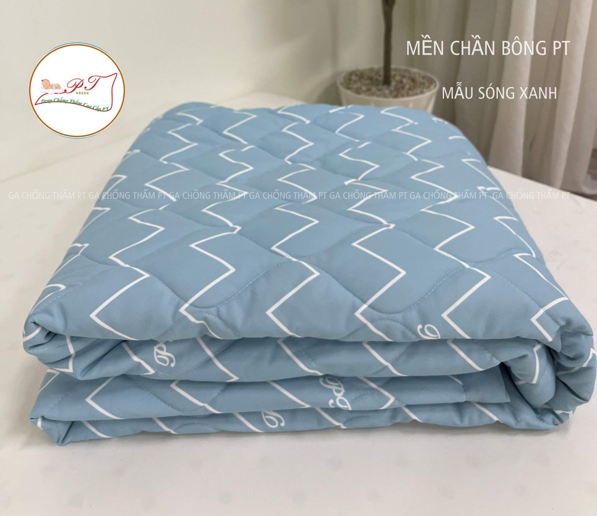 Ga Chống Thấm Cao Cấp PT Mẫu Họa Tiết Sóng Xanh