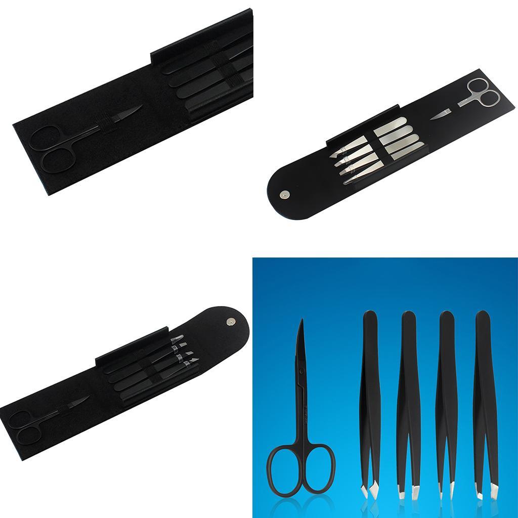 5x Stainless Tweezer Scissors Eyelash Clip Nose Face Ingrown Hair Removal