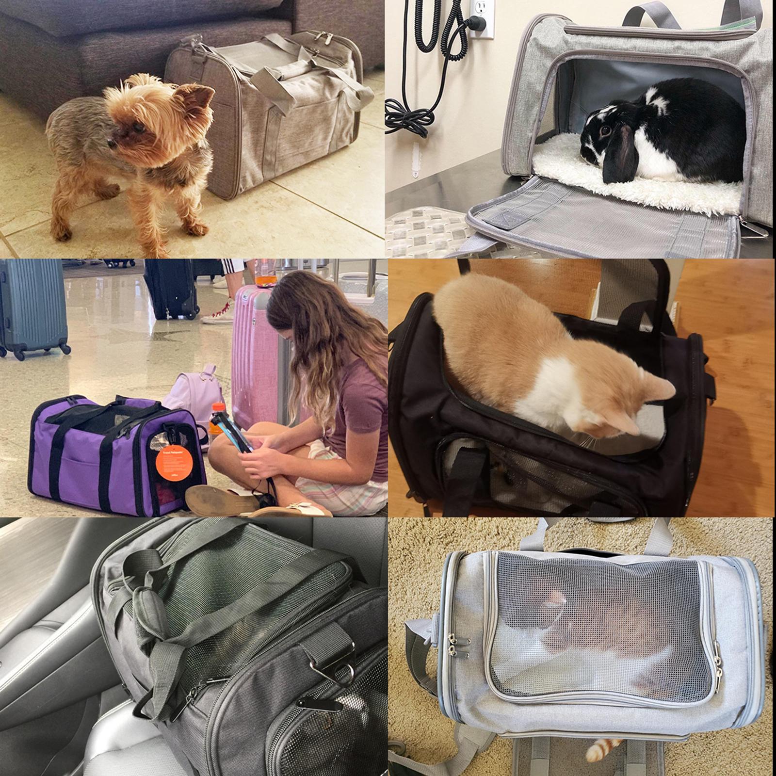 Soft PVC Pet Dog Carrier Backpack w/ Handles Pet Carrying Box Travel Bag w/ Washable Cozy Bed Folding for Puppy Cat Rabbit Escape Proof Breathable
