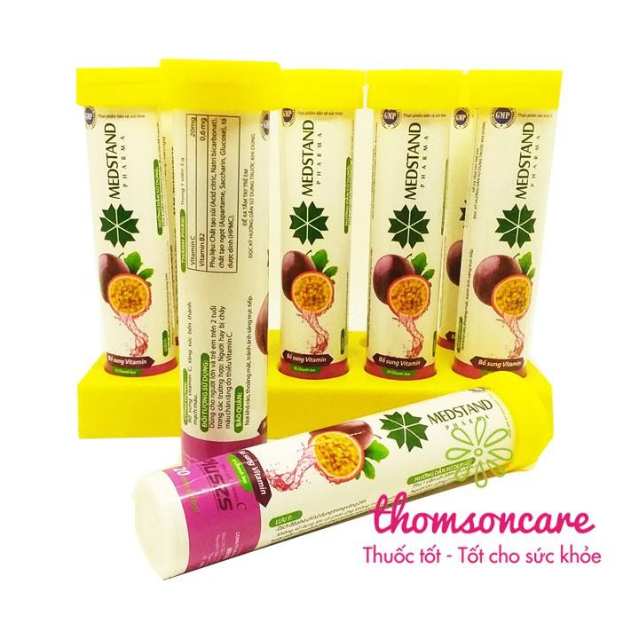 Viên C sủi bổ sung vitaminC Plussz vị chanh leo Medstand - Giúp tăng cường sức đề kháng - Tuýp 20 viên