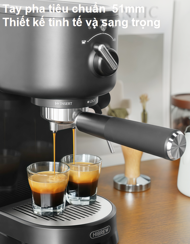 Máy pha cà phê Espresso, Cappuccino, Latte. Thương hiệu Mỹ cao cấp HiBREW - H5B. HÀNG CHÍNH HÃNG