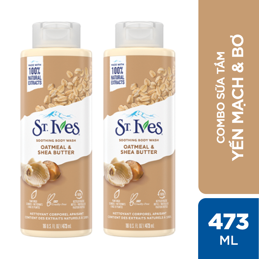 Combo 2 chai Sữa tắm dưỡng da St.Ives Yến mạch và Bơ 473ml