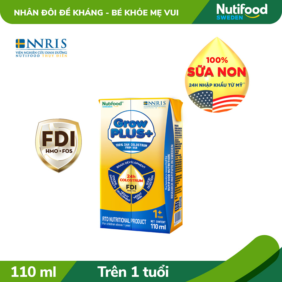 Thùng 48 hộp Sữa bột pha sẵn GrowPLUS+ Vàng - Sữa non tăng đề kháng