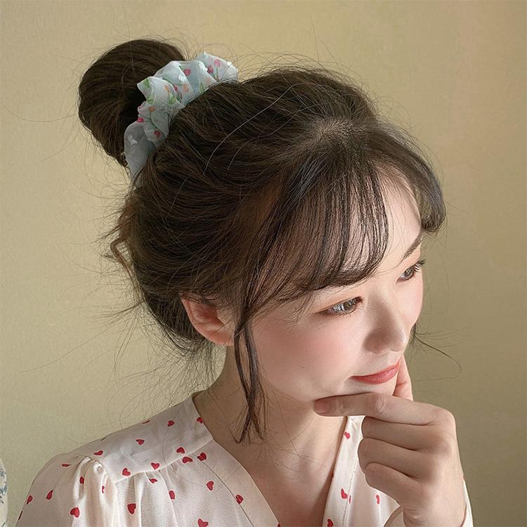 Sét 2 dây buộc tóc voan cherry Scrunchies tinh tế vòng lớn HD43