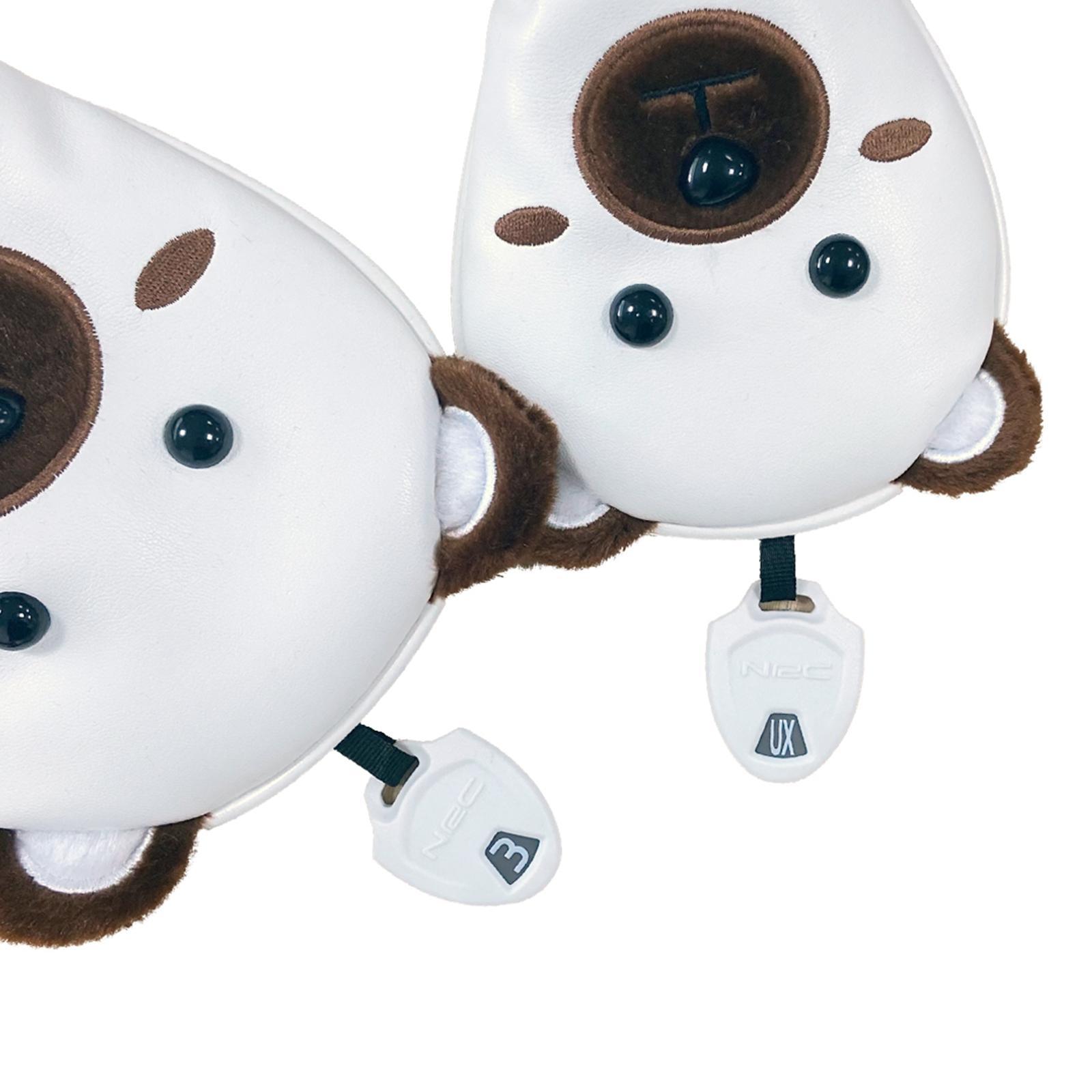 Golf Club Head Cover PU Leather Brown Bear Waterproof Driver Hybrid Fairway Cover