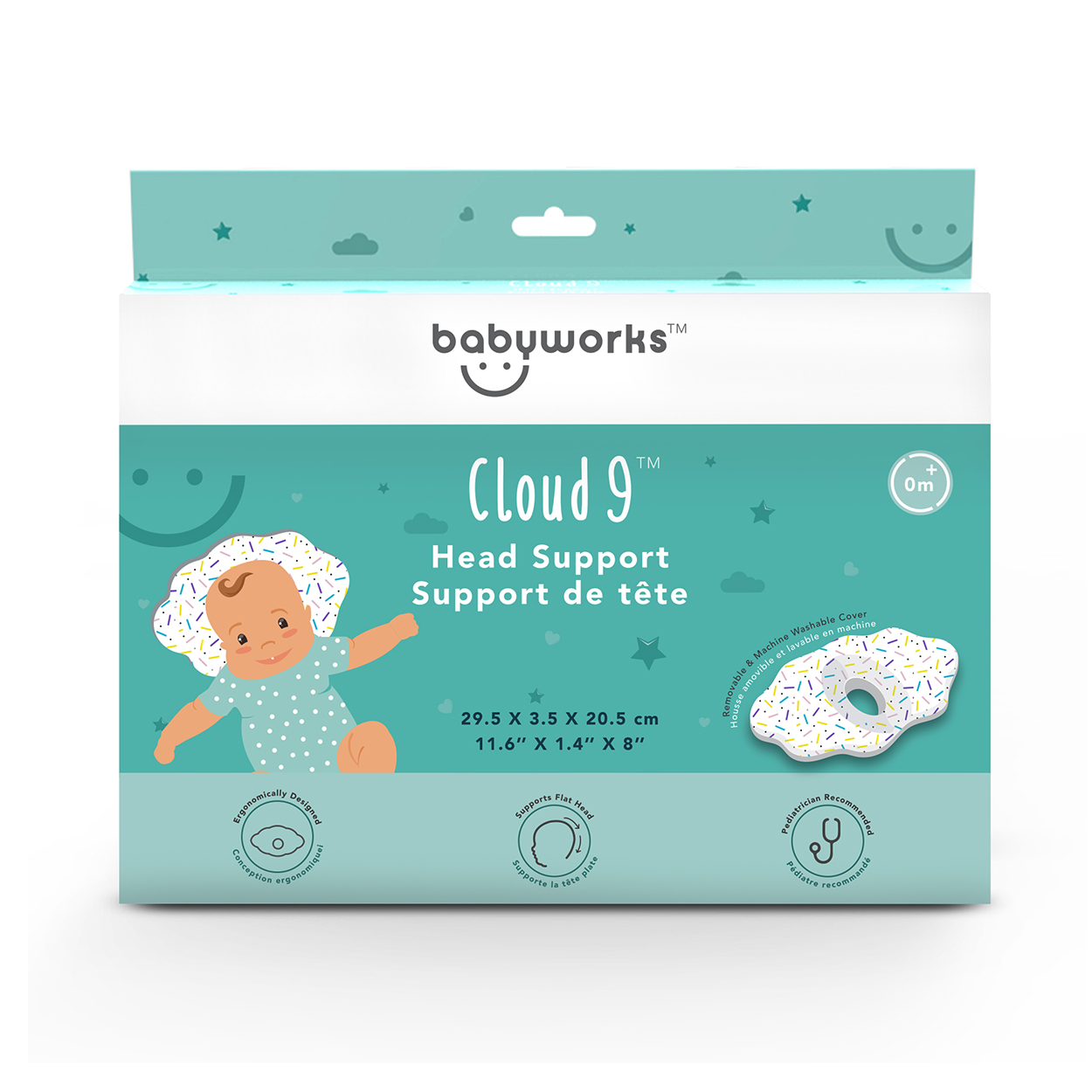 Babyworks Gối chống bẹt đầu cho bé - Đám mây spinkles