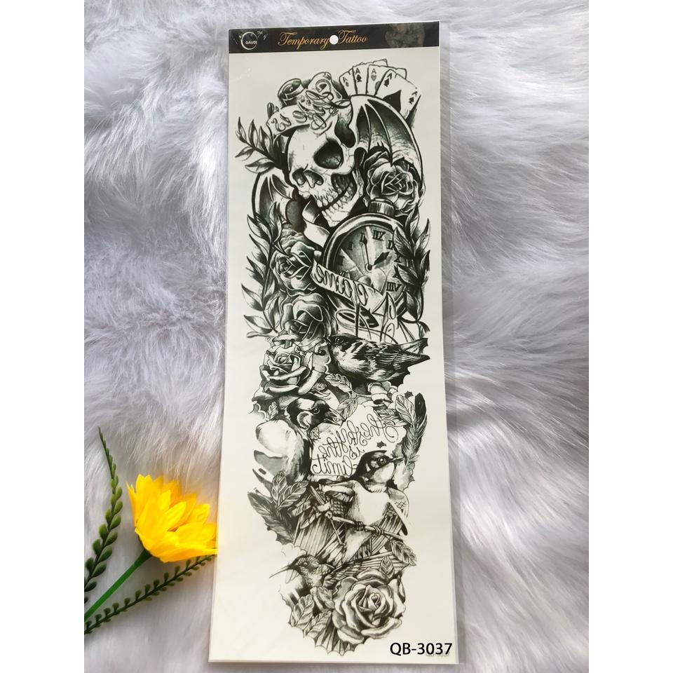 Hình Xăm Dán Kín Tay, Nửa Lưng-hình xăm quái thú, hoa hồng