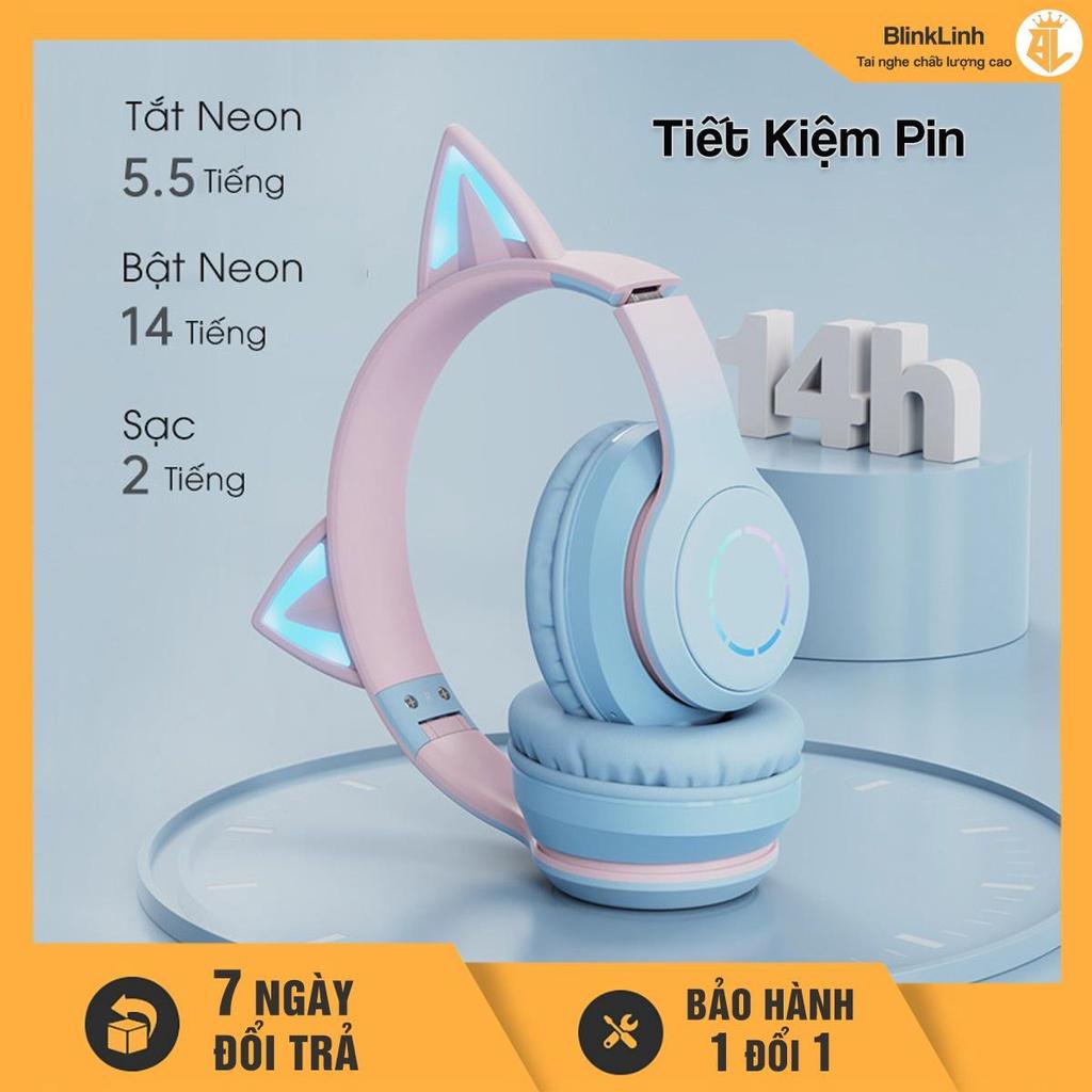 Tai Nghe Mèo Dễ Thương Kết Nối Bluetooth , Tặng Kèm Jack 3.5, Có Mic, Hàng Cao Cấp Cực Ôm Tai. Đeo Thoải Mái