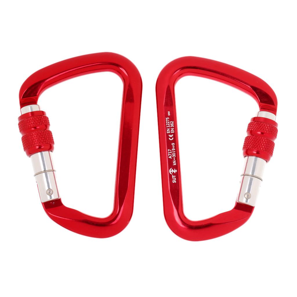 Aluminum D-Ring Carabiner Rock Climbing Screw Locking Karabiners 30KN Red