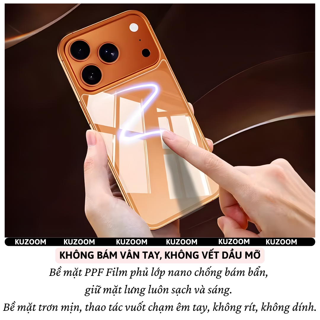 Bộ miếng dán Film PPF InvisibleShield bảo vệ camera và lưng trong suốt chống xước KUZOOM LENS cho iPhone 17 Pro Max / 17 Pro  - Siêu mỏng 0.1mm, chống trầy xước, Phủ nano chống vân taym, chống dầu, ppf cao cấp - hàng nhập khẩu