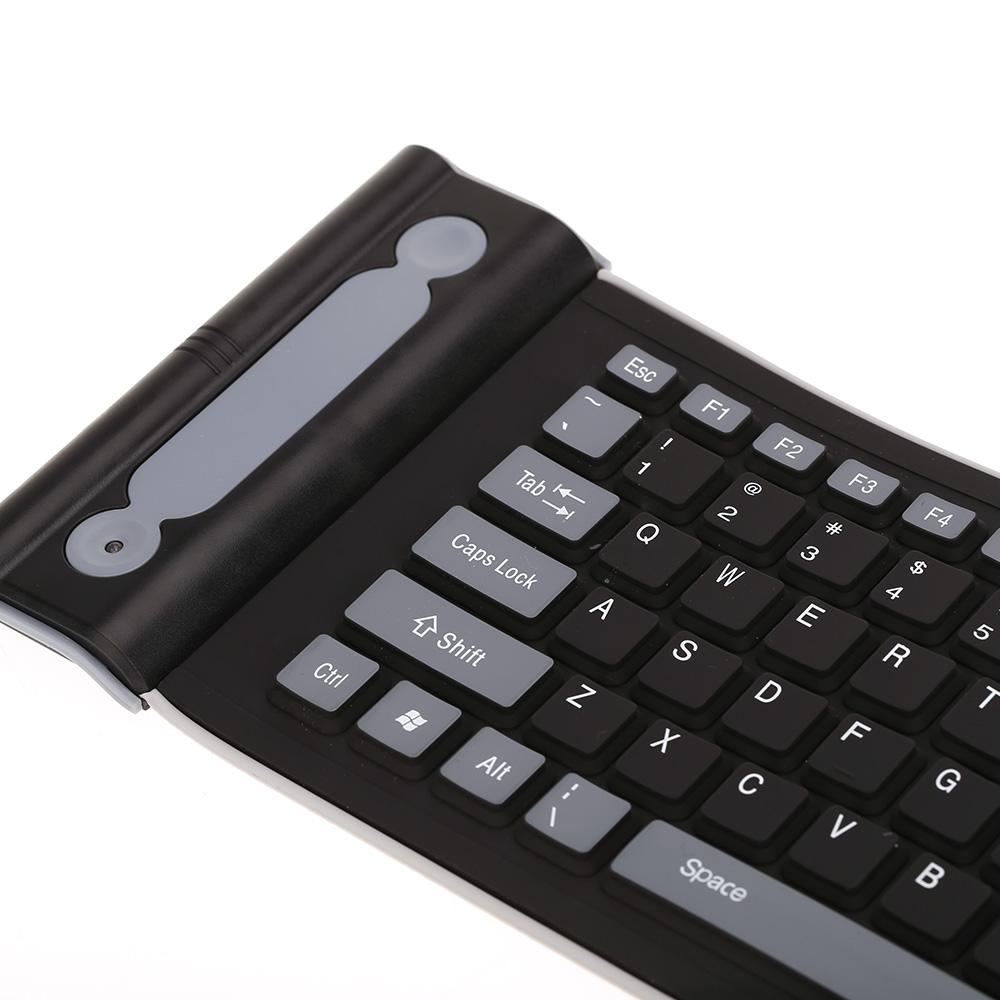 2.4G Wireless Keyboard 107 Keys Portable Folding Soft Silicone Dustproof Keyboard