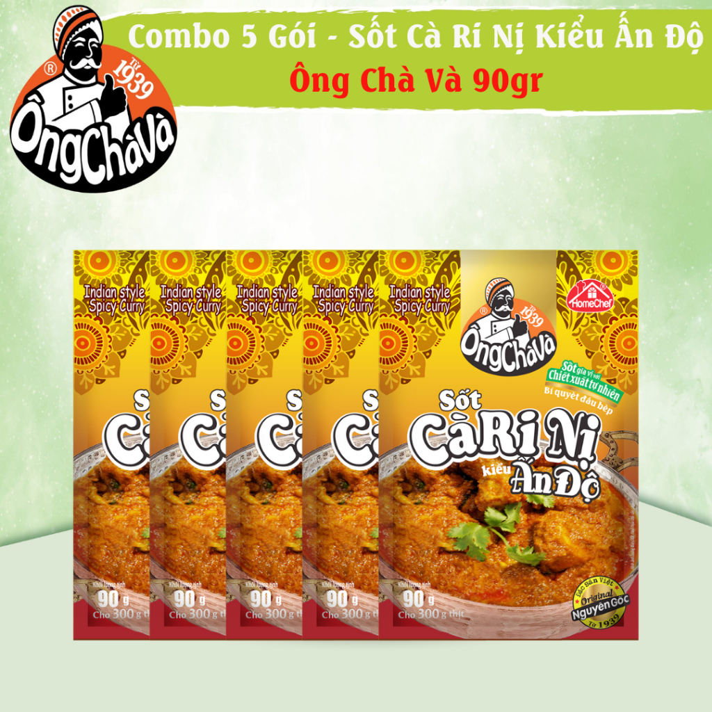 Combo 5 Gói Sốt Cà Ri Nị Kiểu Ấn Độ Ông Chà Và 90g (Indian Style Spicy Curry)