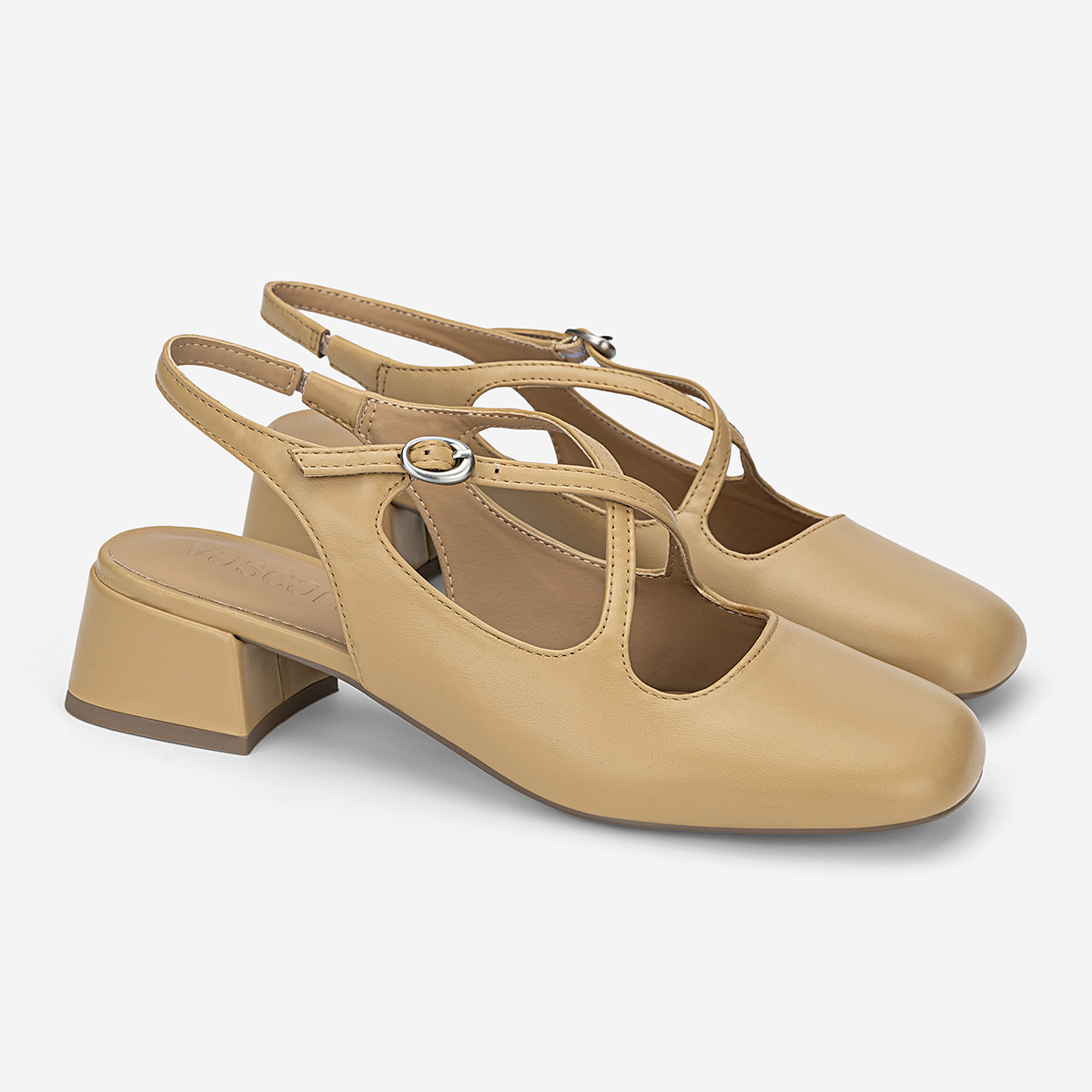 Vascara Giày Slingback Bít Mũi Tròn Quai Chéo - BMN 0714