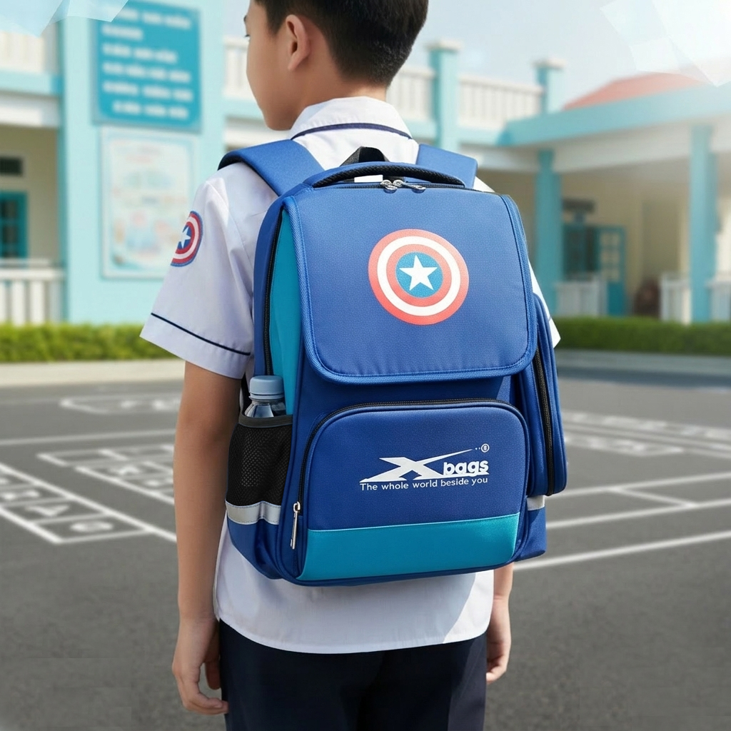 Balo học sinh nam cao cấp Xbags Power – Balo học sinh tiểu học nhiều ngăn, phong cách mạnh mẽ, hiện đại XB3117