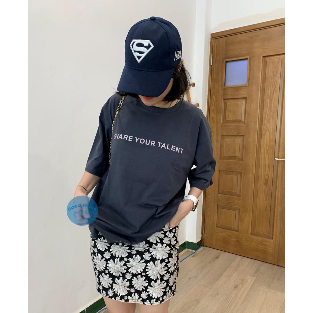 Áo thun unisex xanh đen in nổi chữ -freesize-áo thun nam nữ-