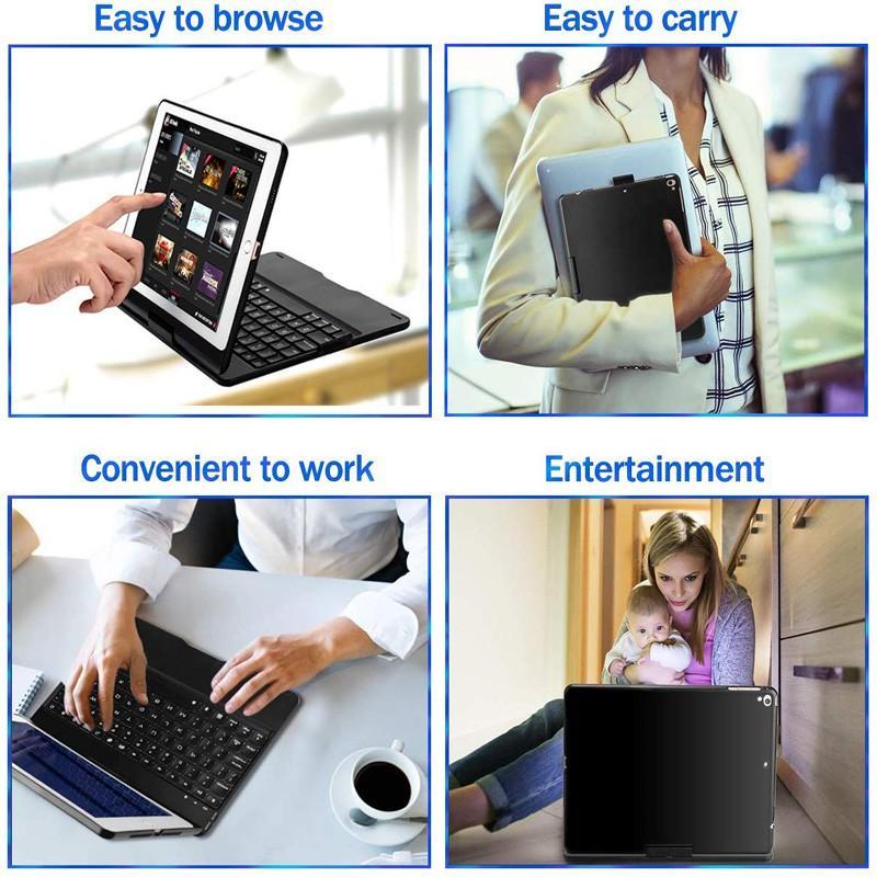 Ốp Máy Tính Bảng Da Kèm Bàn Phím Bluetooth Xoay 360 Độ Cho iPad 9.7 10.2 5th 6th 7th 8th gen 9th air 1 2 3 4 5 pro 9.7 10.5 11 2020 2021