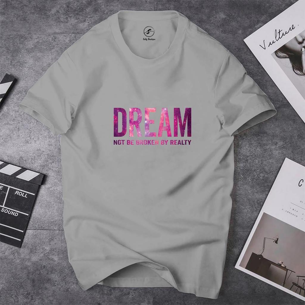 Áo Thun Nữ In Chữ DREAM Vải Cotton Dày Dặn Co Giãn Tốt Form Suông Cơ Bản Mặc Thoải Mái-ST008 Sally Boutique