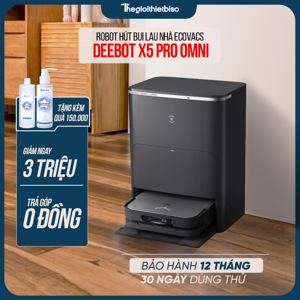 [GIÁ TẠI KHO] - Robot Hút Bụi Lau Nhà Ecovacs Deebot X5 Pro Omni 2025 Màu đen - Hàng chính hãng Ecovacs