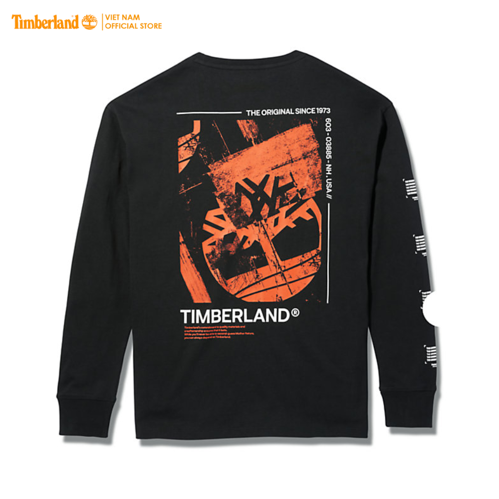 Original Timberland Áo Thun Nam Tay Dài Graphic Tee Black/Spicy Orange - TB0A22D7