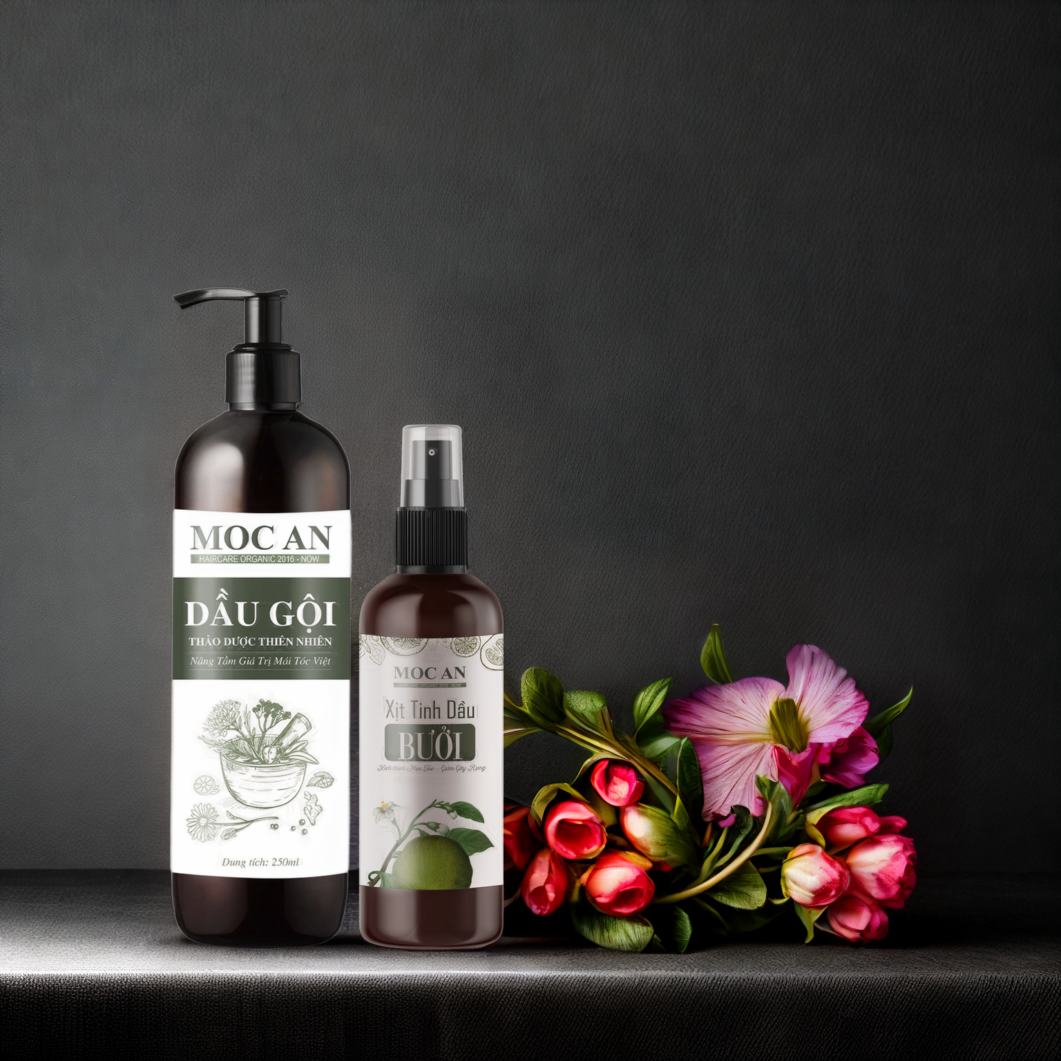 Dầu Gội Thảo Dược Xịt Tinh Dầu Vỏ Bưởi Da Xanh Mộc Ân Haircare