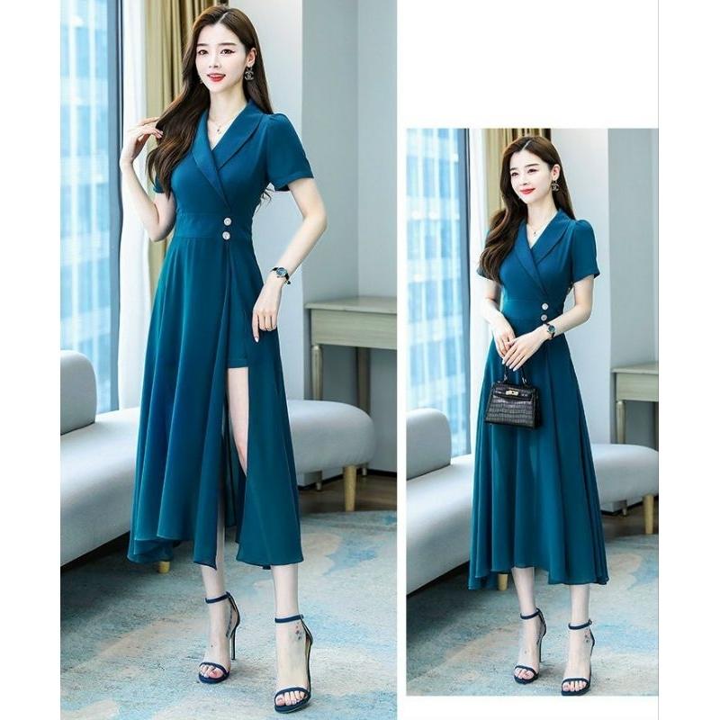 ĐẦM XÒE CỔ VEST XẺ TÀ