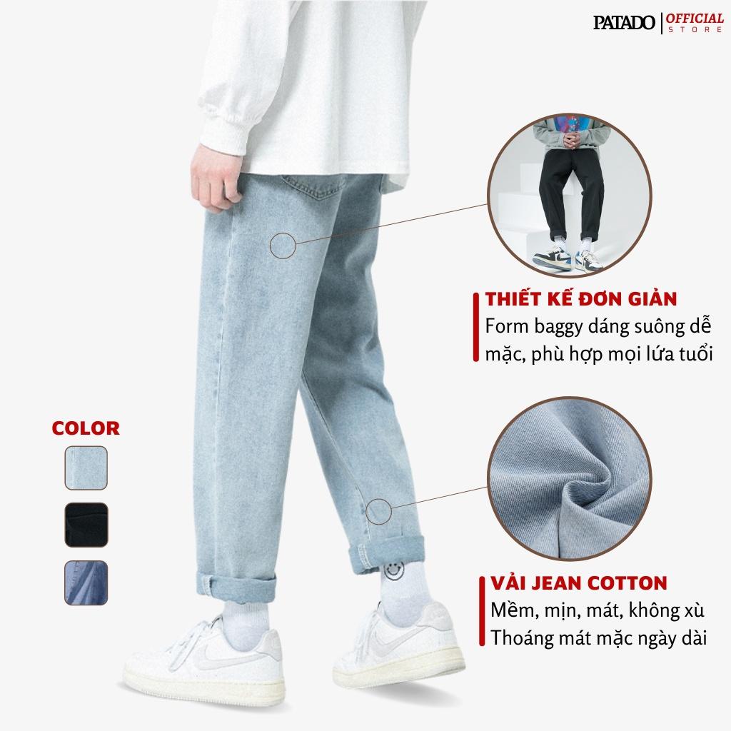 Quần jean nam baggy PATADO ống suông rộng vải jeans cao cấp mã TR01